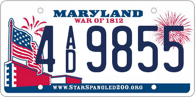 MD license plate 4AD9855