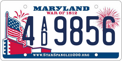 MD license plate 4AD9856