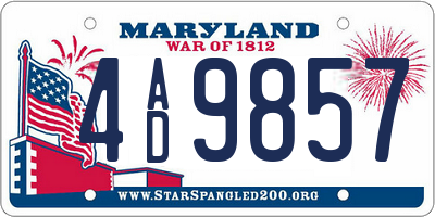 MD license plate 4AD9857