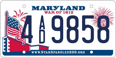 MD license plate 4AD9858