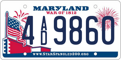 MD license plate 4AD9860