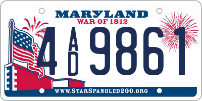 MD license plate 4AD9861