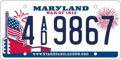 MD license plate 4AD9867