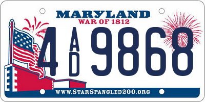 MD license plate 4AD9868