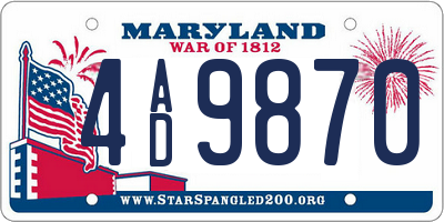 MD license plate 4AD9870
