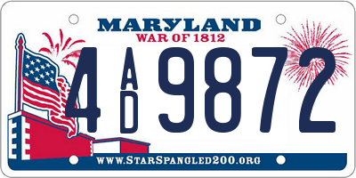 MD license plate 4AD9872