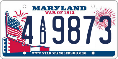 MD license plate 4AD9873