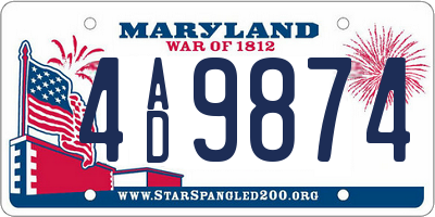 MD license plate 4AD9874