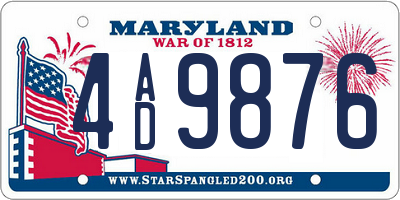 MD license plate 4AD9876