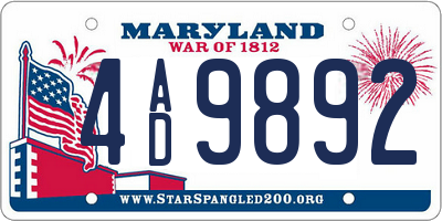 MD license plate 4AD9892