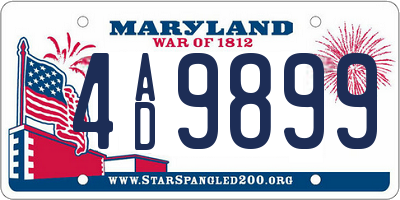 MD license plate 4AD9899