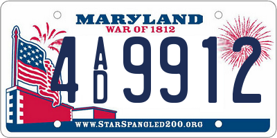 MD license plate 4AD9912