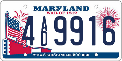 MD license plate 4AD9916