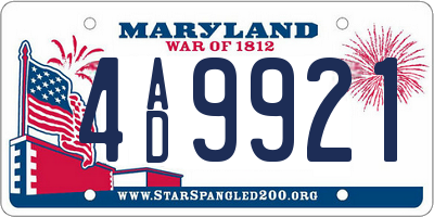 MD license plate 4AD9921