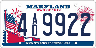 MD license plate 4AD9922