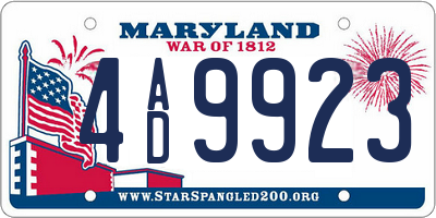 MD license plate 4AD9923