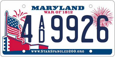 MD license plate 4AD9926