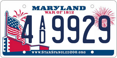 MD license plate 4AD9929