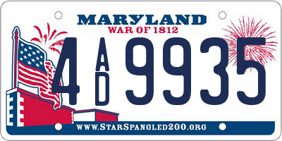 MD license plate 4AD9935