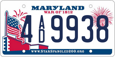 MD license plate 4AD9938