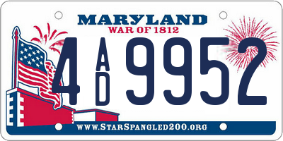 MD license plate 4AD9952