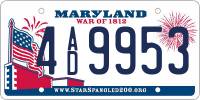 MD license plate 4AD9953