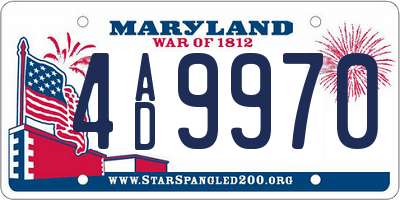 MD license plate 4AD9970