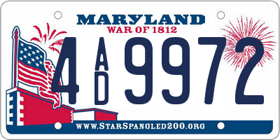 MD license plate 4AD9972