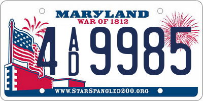 MD license plate 4AD9985