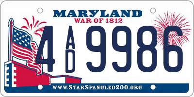 MD license plate 4AD9986