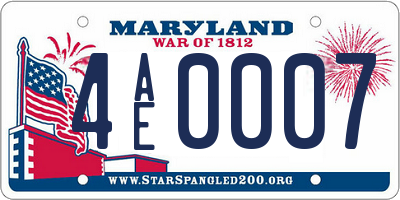 MD license plate 4AE0007
