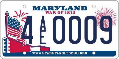 MD license plate 4AE0009