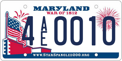 MD license plate 4AE0010