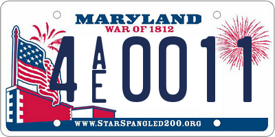 MD license plate 4AE0011