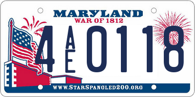 MD license plate 4AE0118