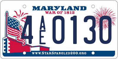 MD license plate 4AE0130