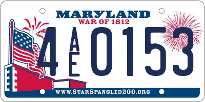 MD license plate 4AE0153