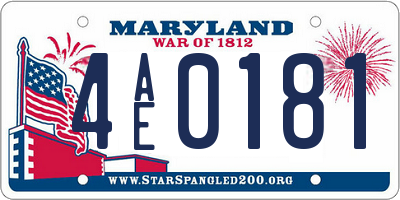 MD license plate 4AE0181