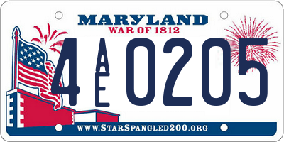 MD license plate 4AE0205