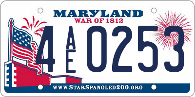 MD license plate 4AE0253