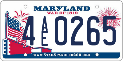 MD license plate 4AE0265