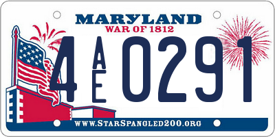 MD license plate 4AE0291