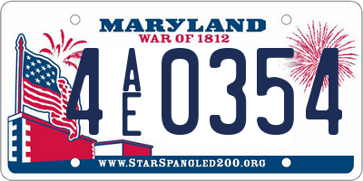 MD license plate 4AE0354