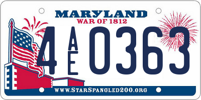 MD license plate 4AE0363