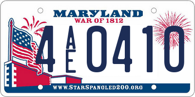MD license plate 4AE0410