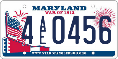 MD license plate 4AE0456