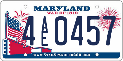 MD license plate 4AE0457