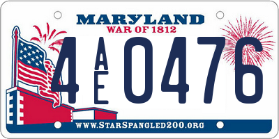 MD license plate 4AE0476