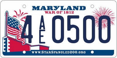 MD license plate 4AE0500