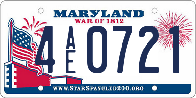 MD license plate 4AE0721